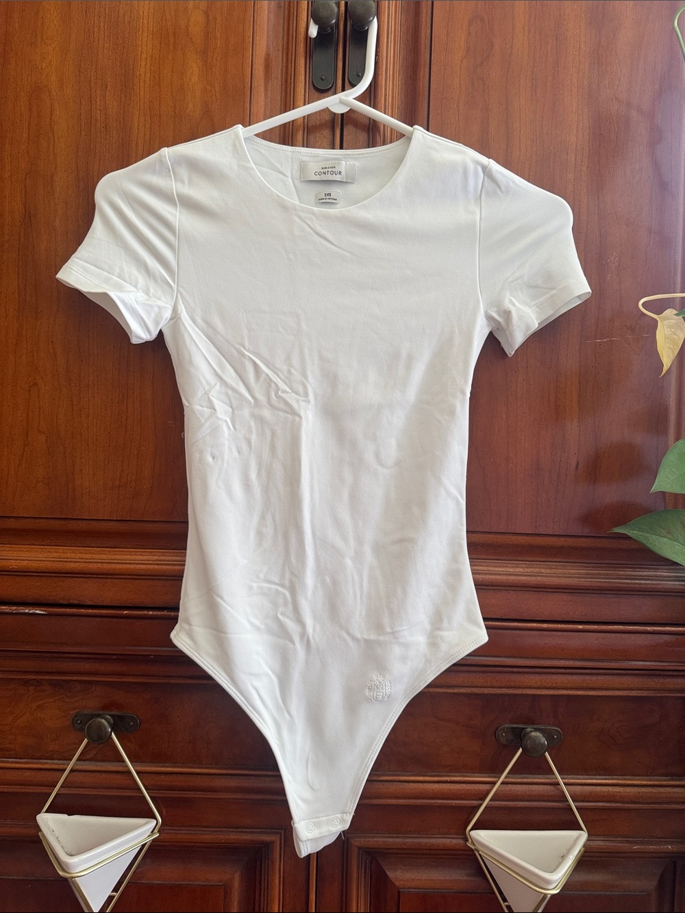Babaton White Short-Sleeve Crewneck Bodysuit